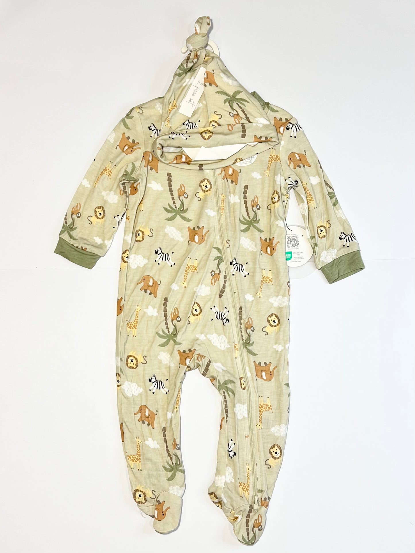 Bamboo onesie with beanie brand new - Size 6-9 months