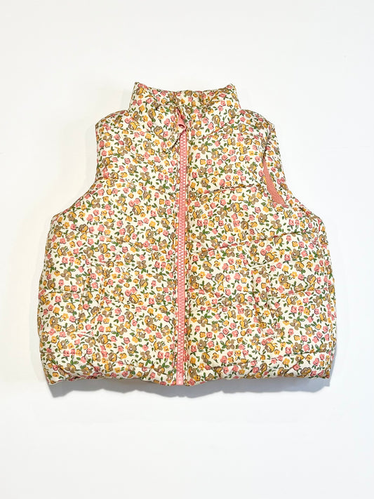 Floral puffer vest - Size 9-12 months