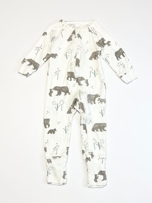 Ribbed bears zip onesie - Size 00