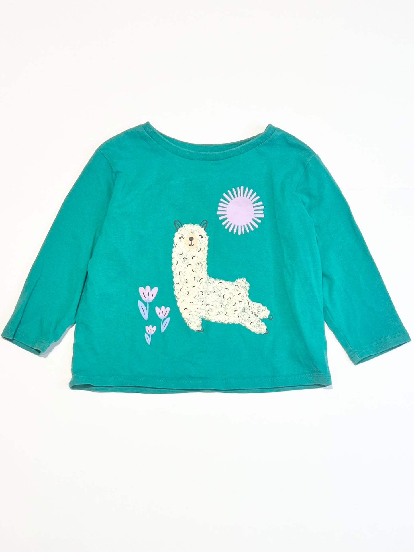 Green llama top - Size 1