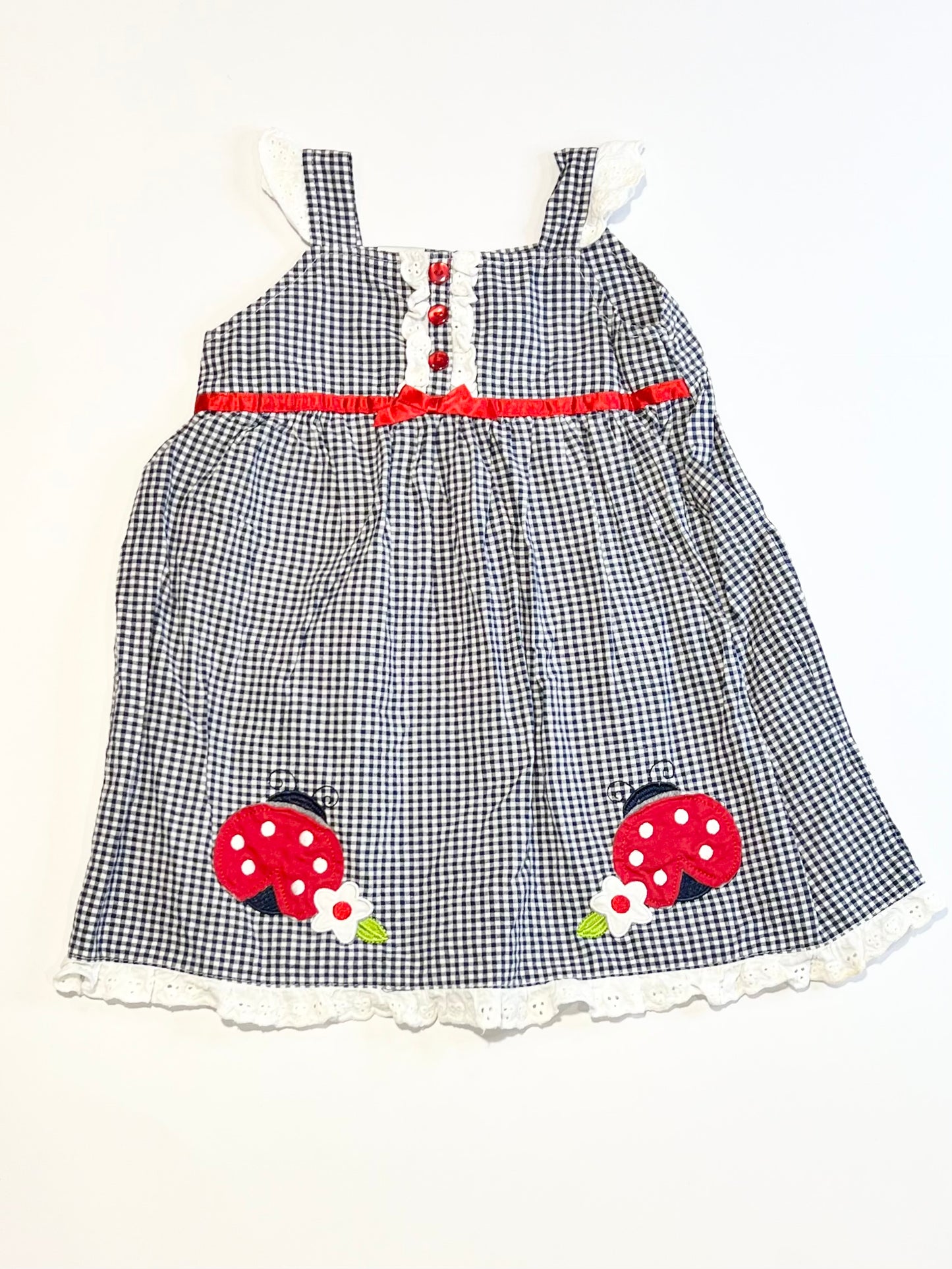 Gingham lady bug dress - Size 2