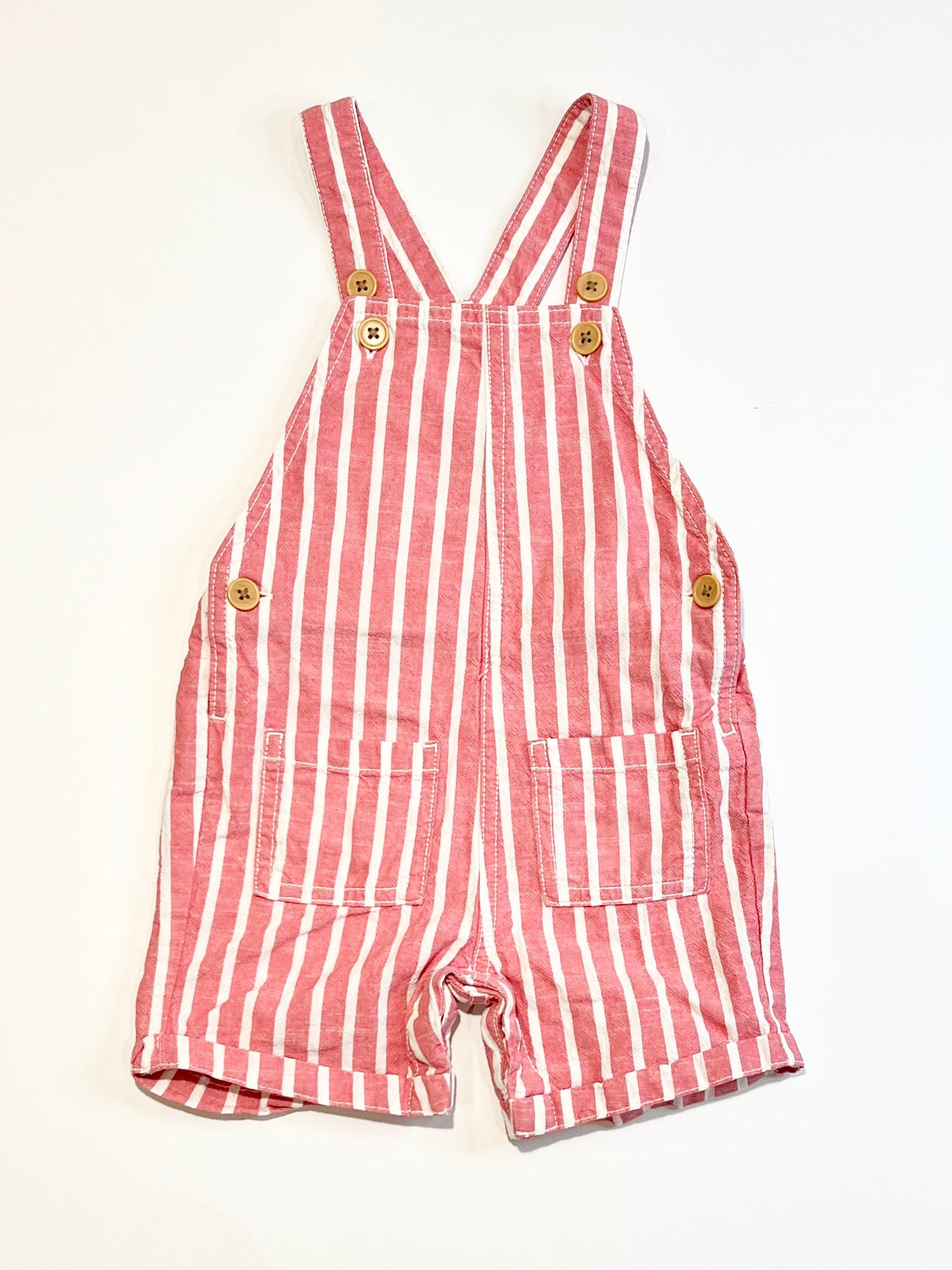 Red striped overalls - Size 1