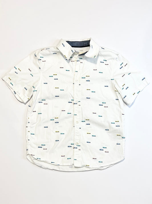 White cars shirt - Size 5-6