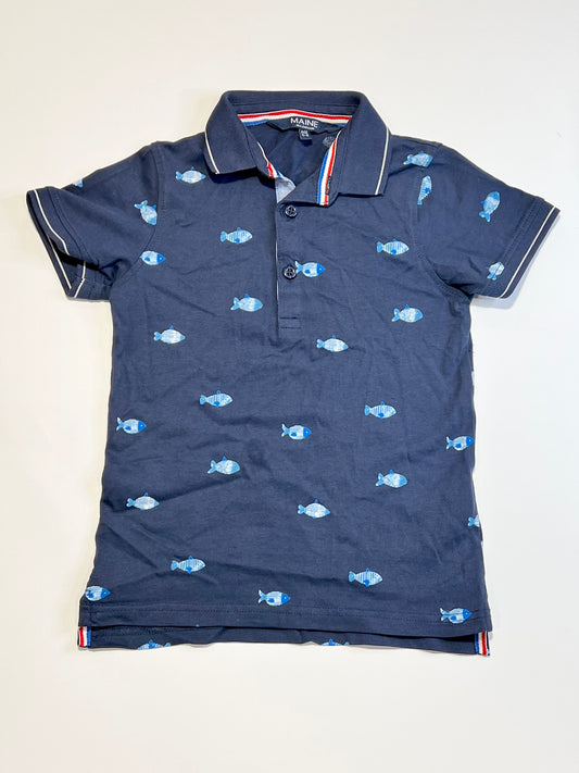 Navy fish polo shirt - Size 5-6