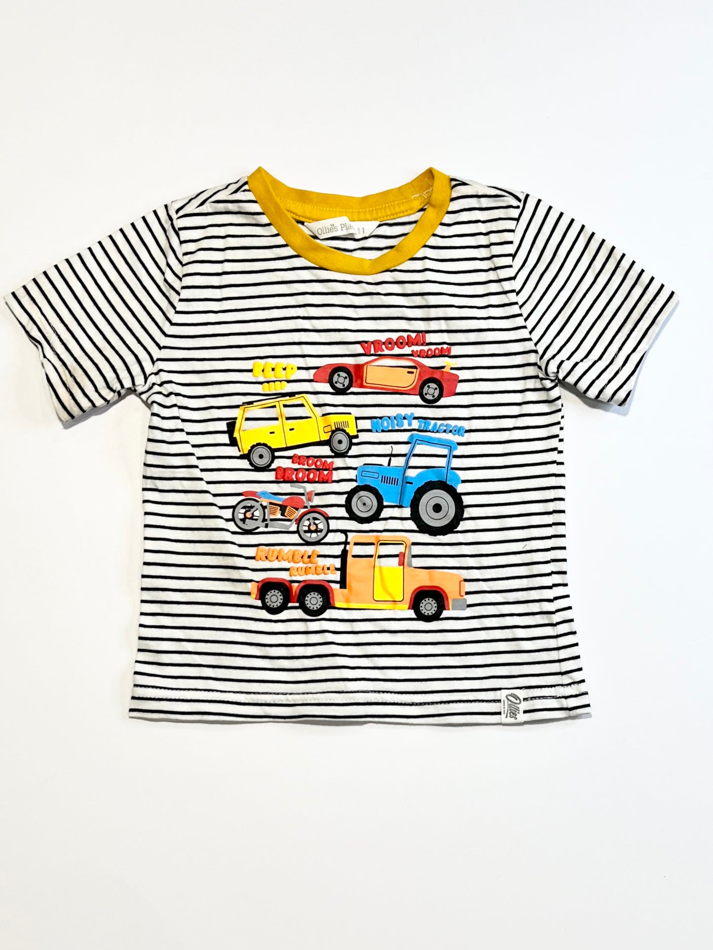 Striped vehicles tee - Size 1