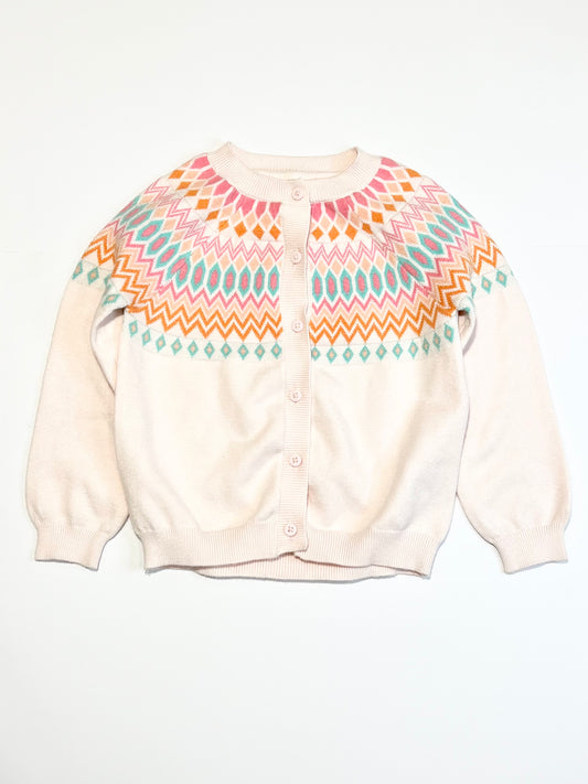 Pink patterned cardigan - Size 5
