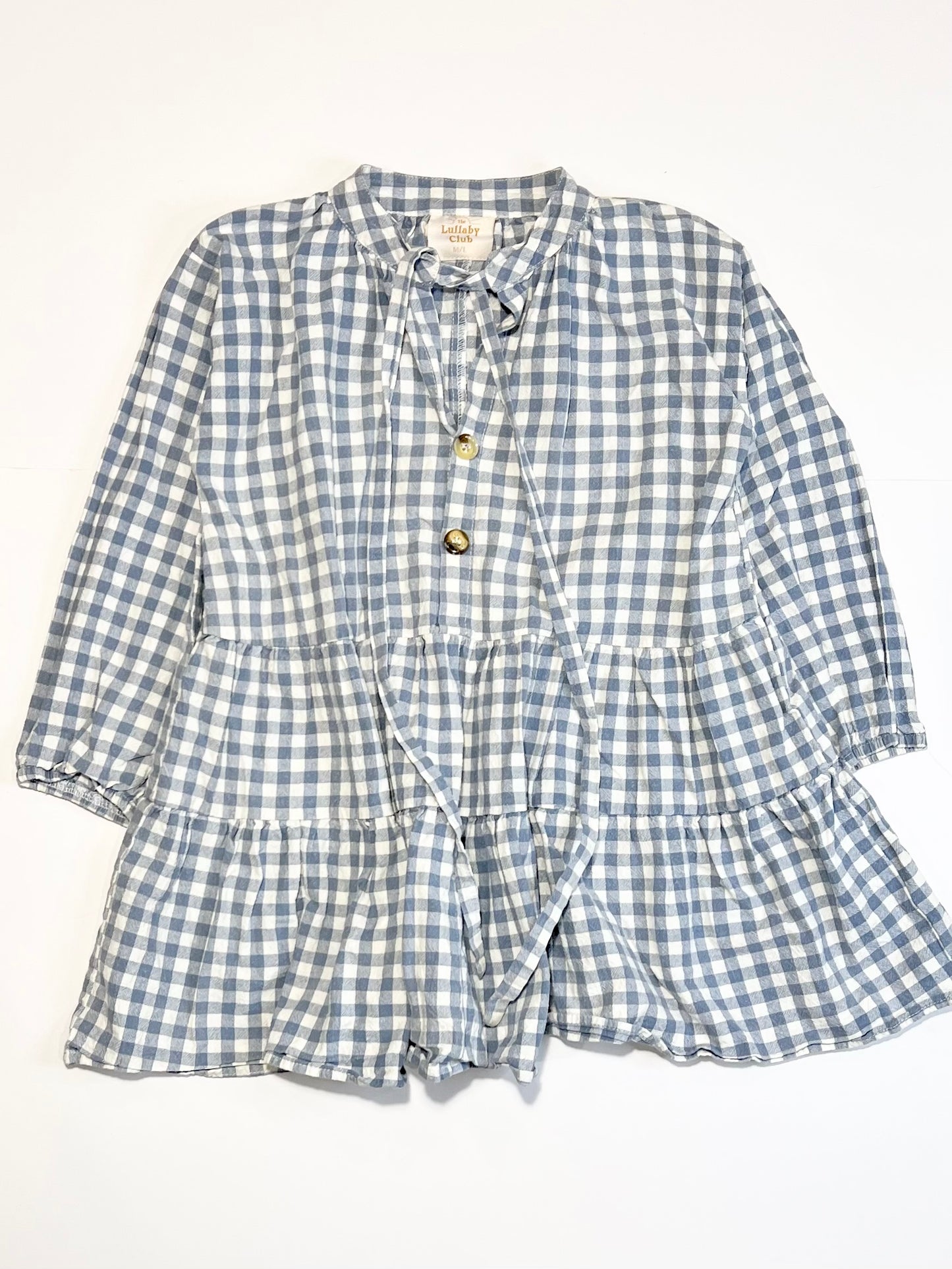 Blue gingham cotton dress - Size 5-6