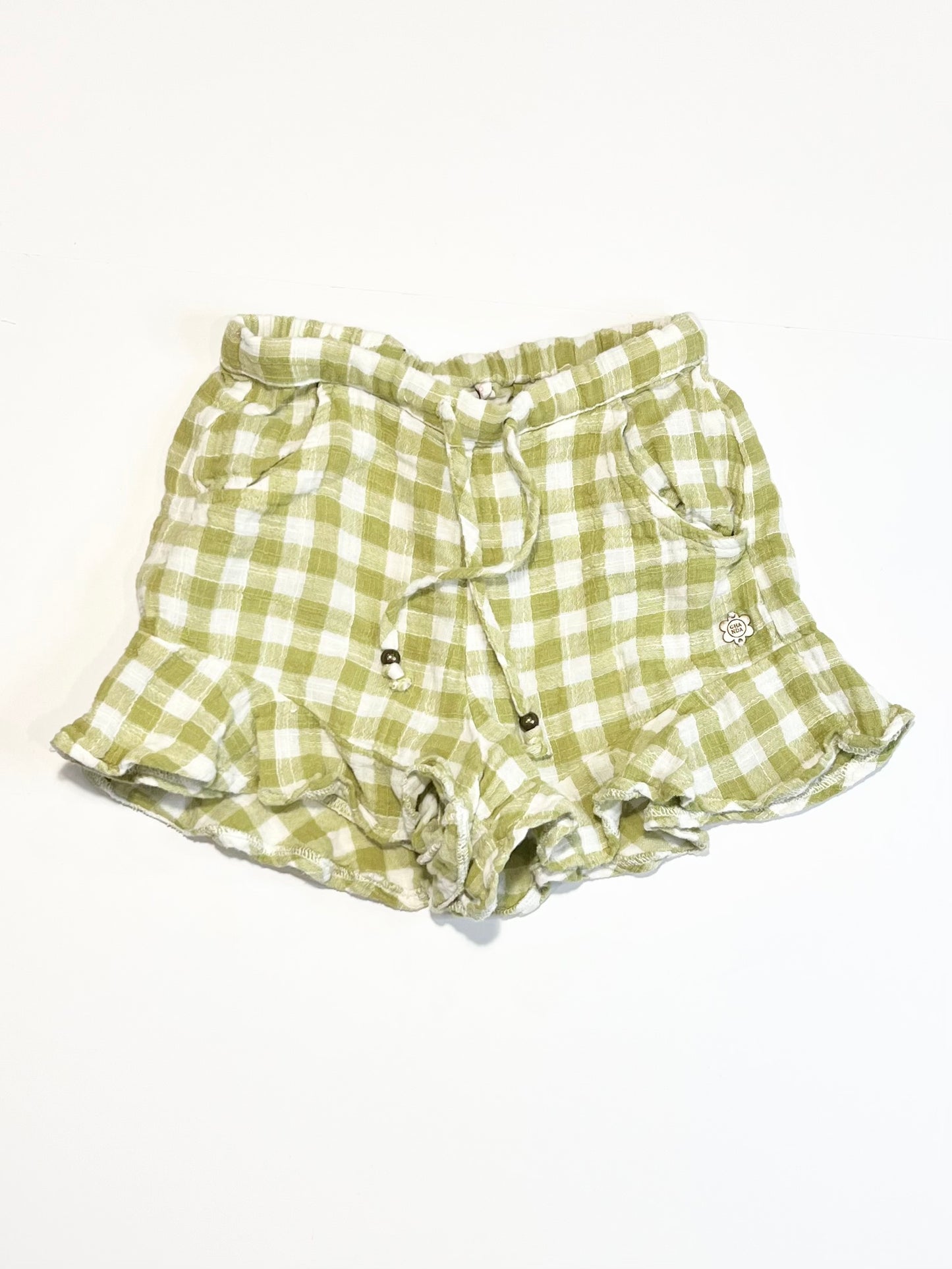 Green muslin shorts - Size 5-6