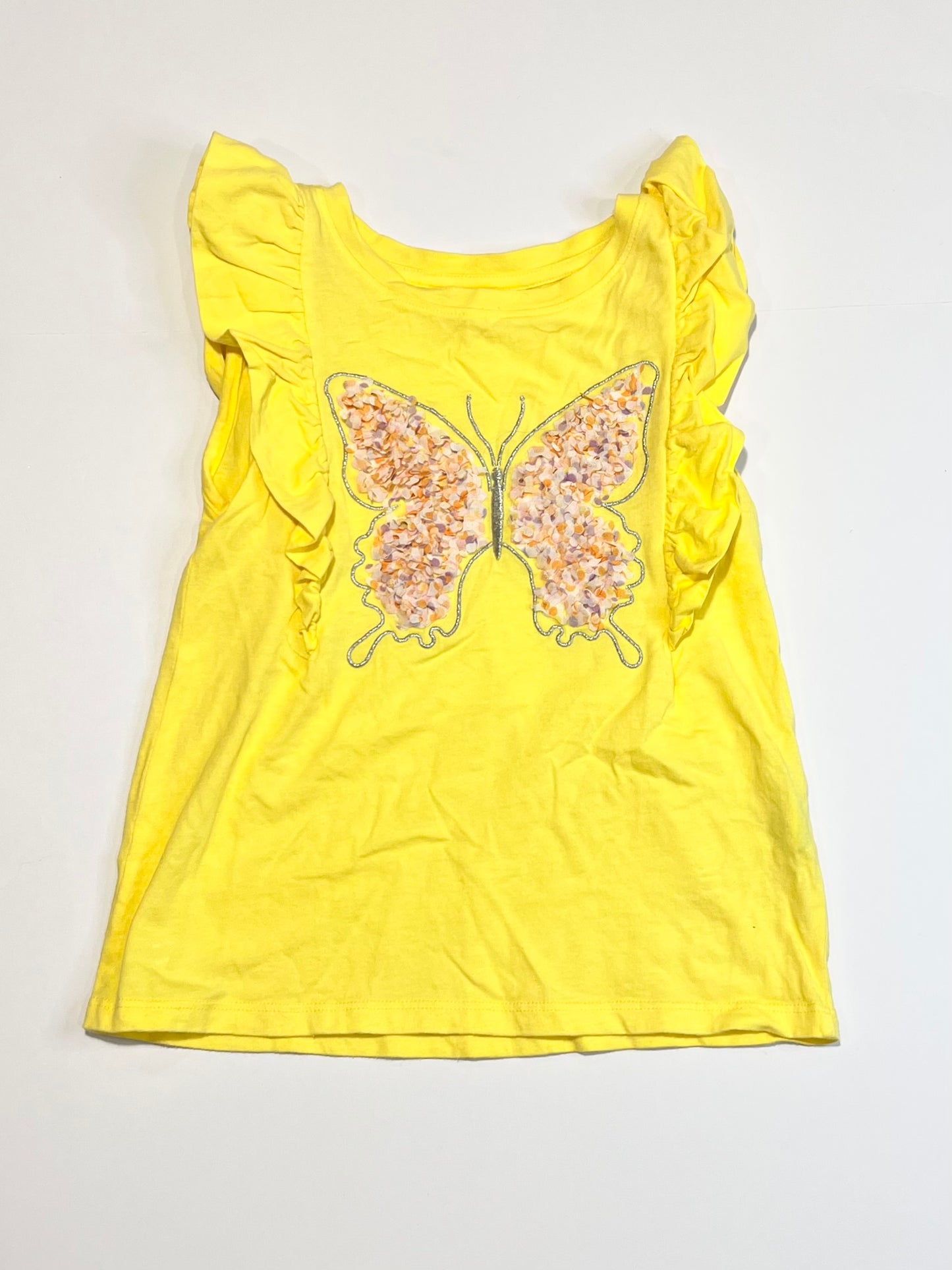 Yellow butterfly ruffle tank - Size 5