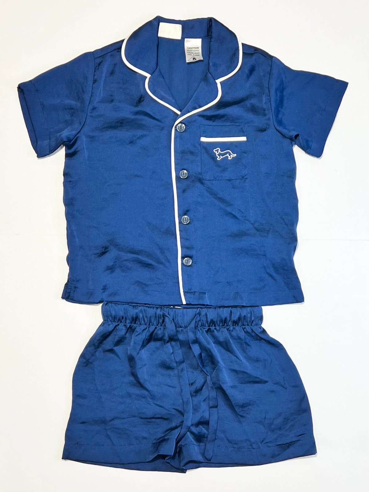 Navy satin pyjamas - Size 3