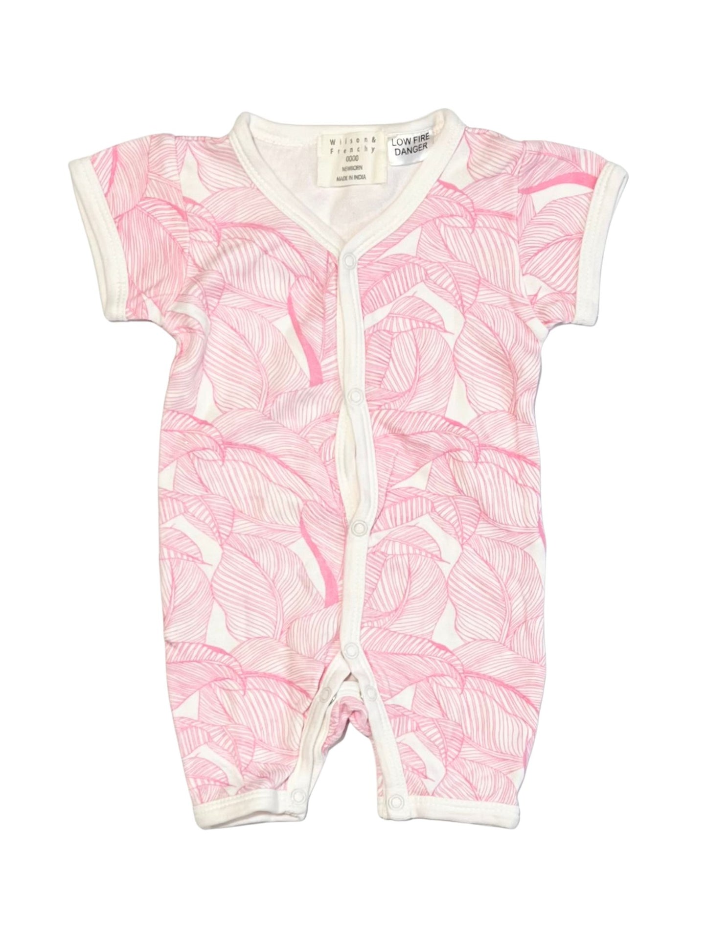 Pink leafy romper - Size 0000