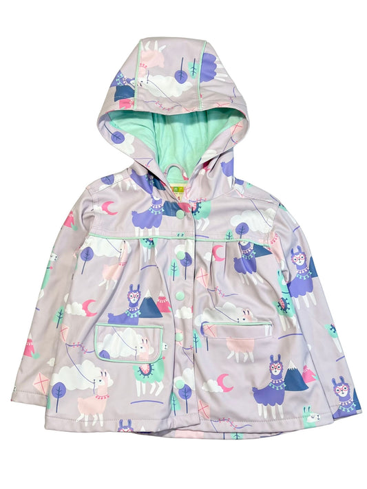 Purple llamas rain jacket - Size 3-4