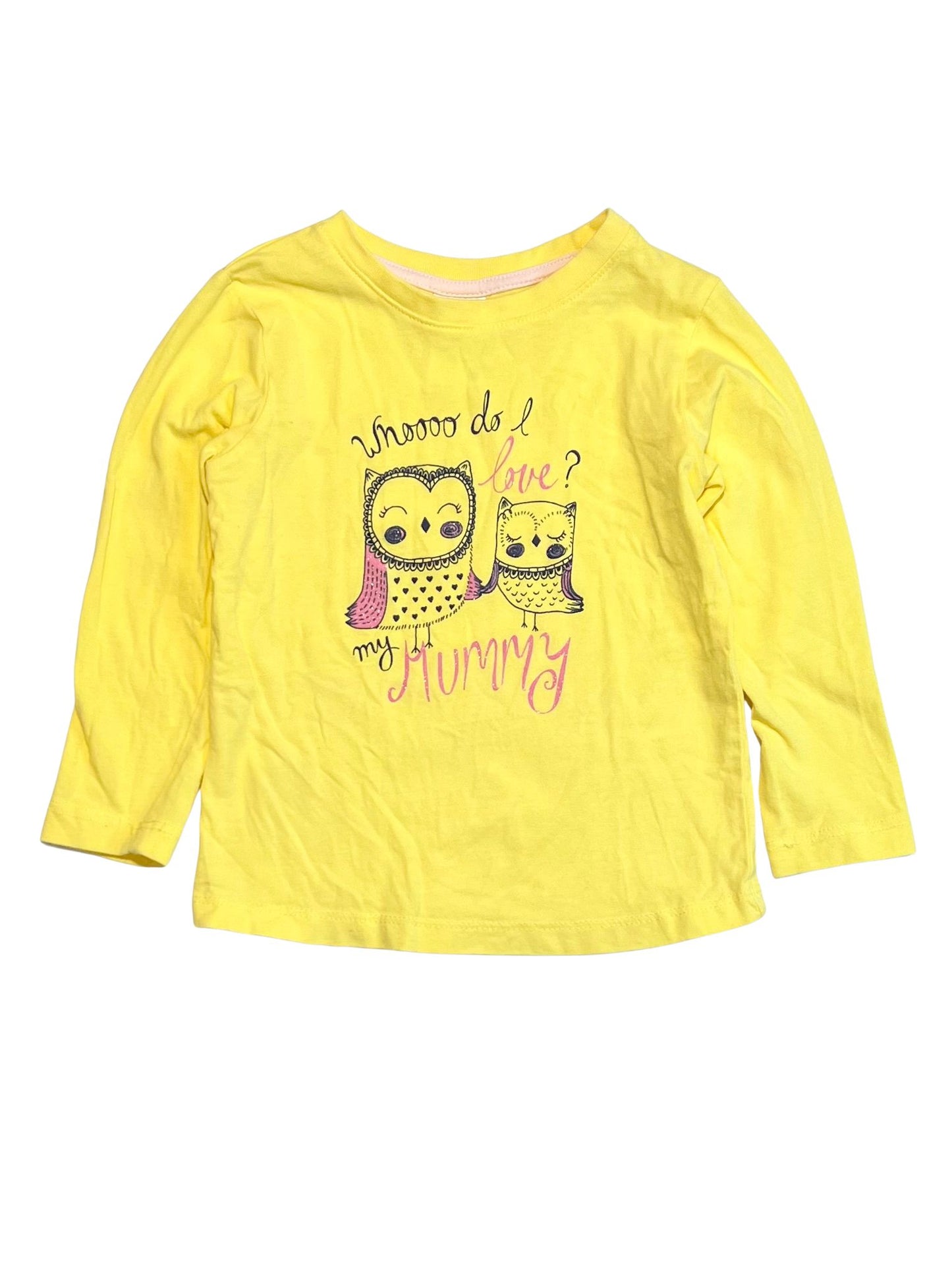 Yellow owls top - Size 1