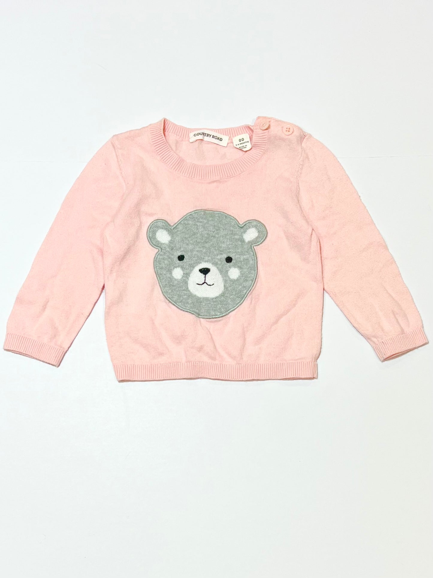 Pink bear jumper - Size 00