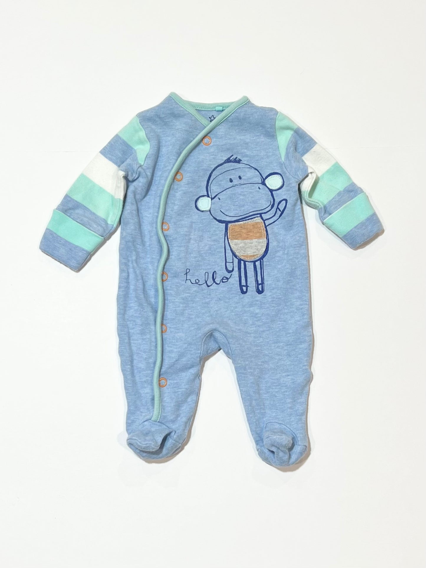 Blue monkey onesie - Size 0000
