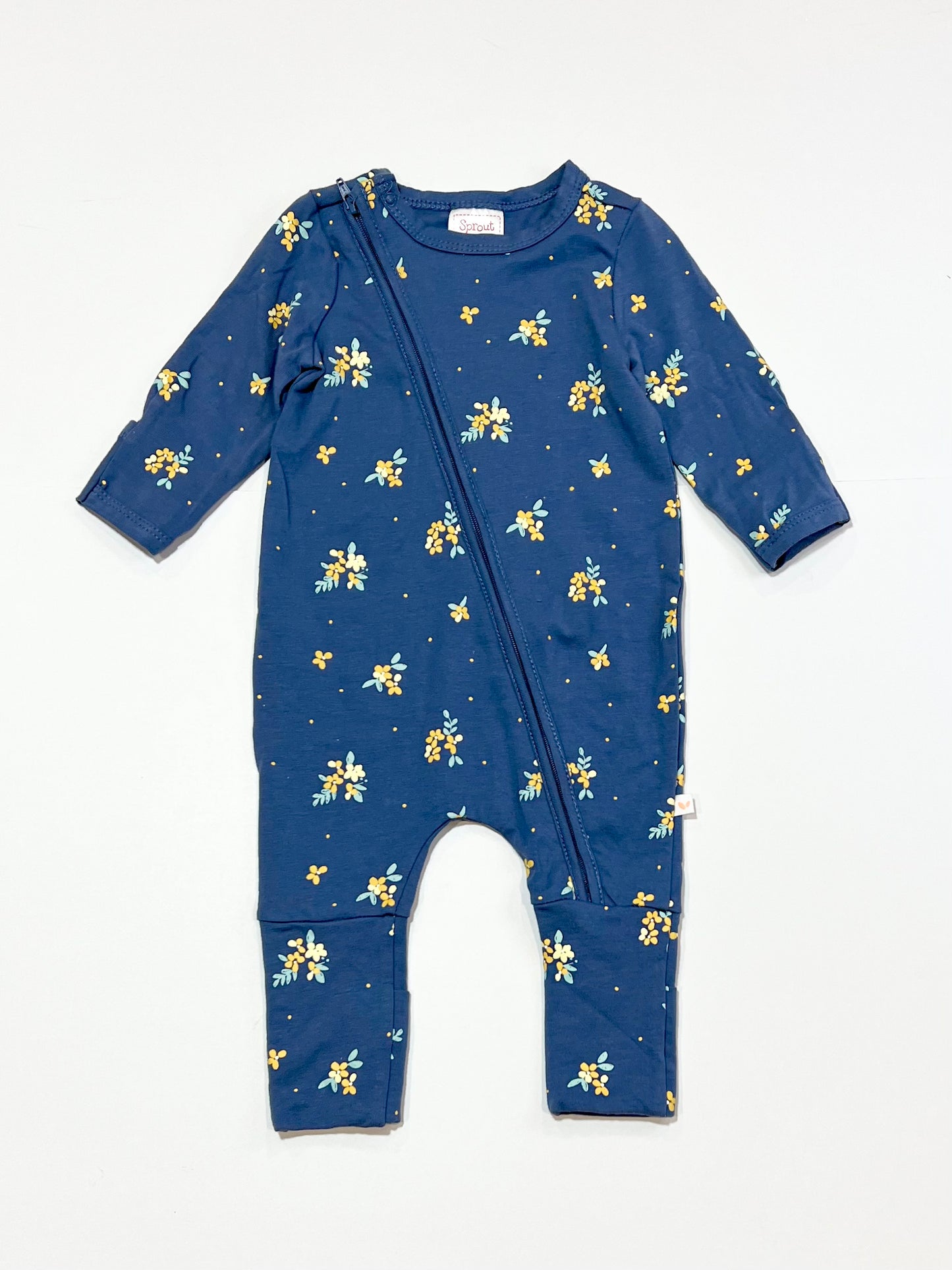 Blue floral zip onesie - Size 000