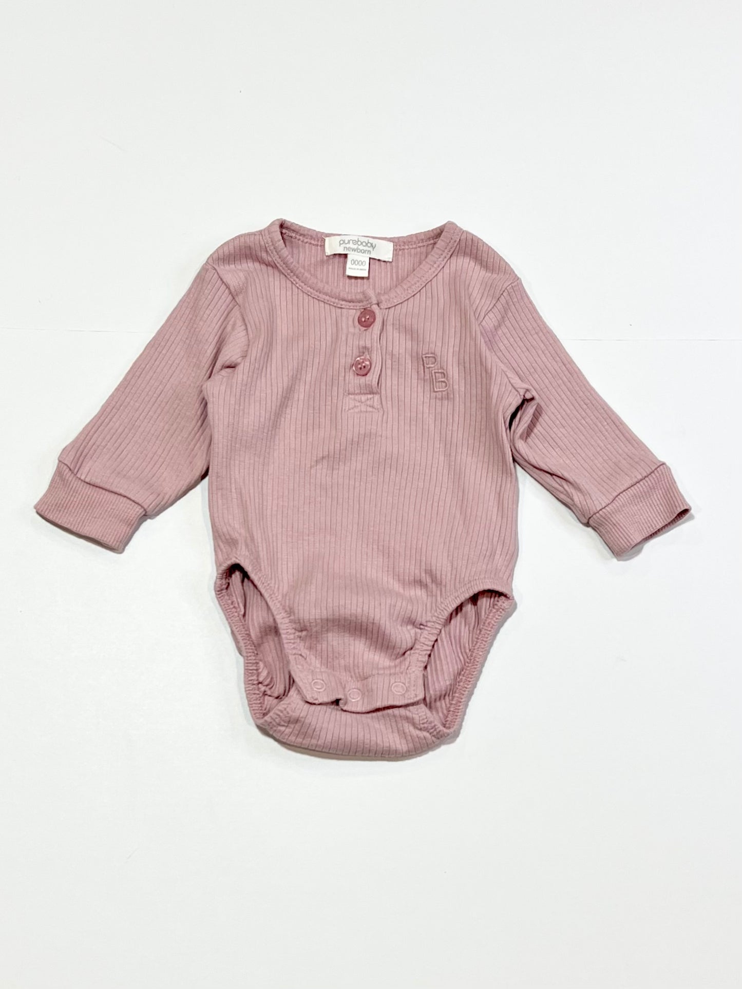 Dusty pink ribbed bodysuit - Size 0000