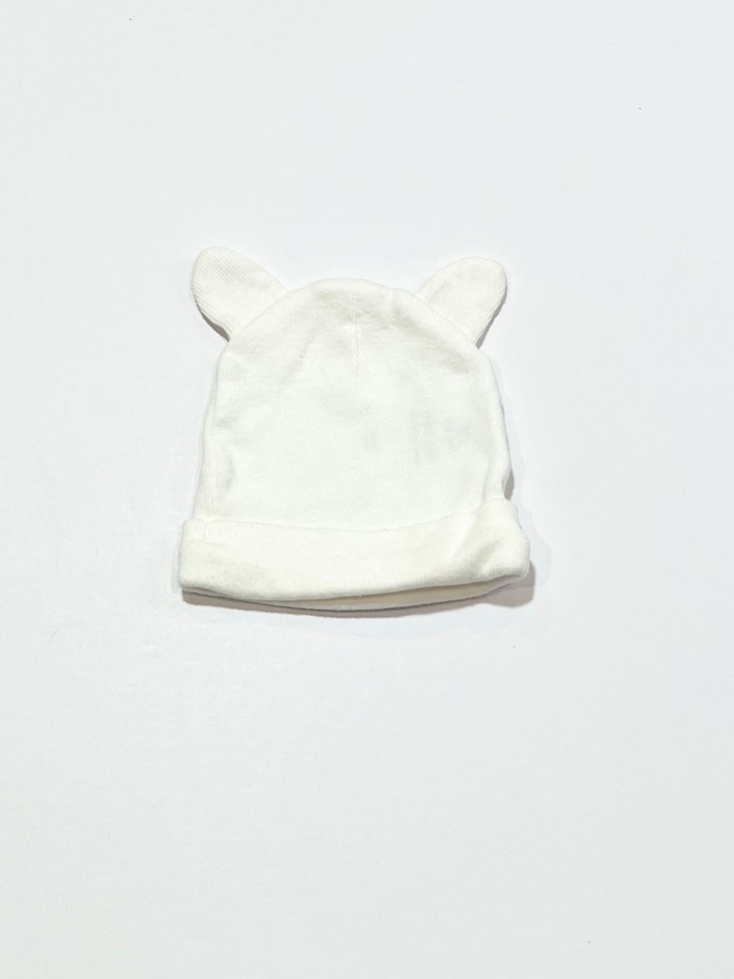 White bear ears beanie - Size early baby to newborn