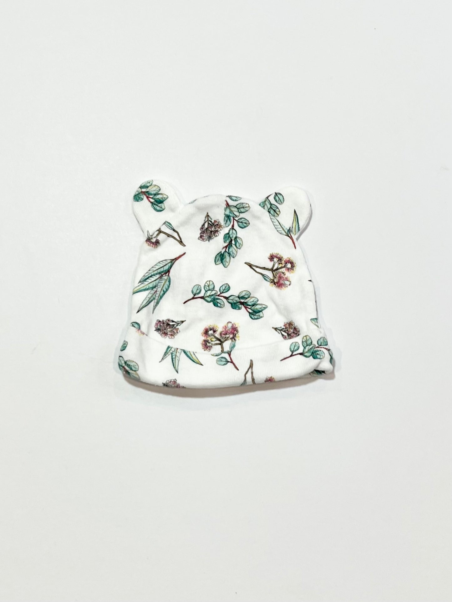 Floral bear ears beanie - Size early baby to newborn