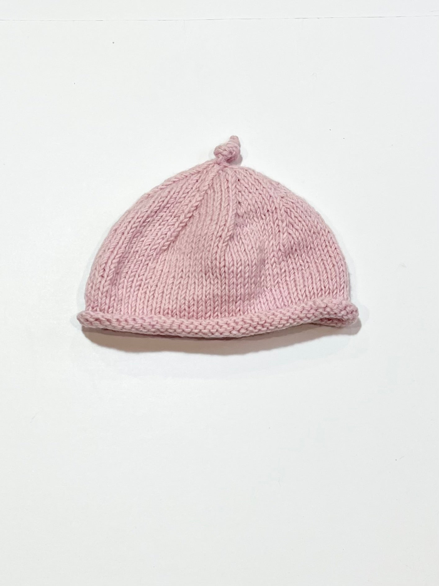 Pink knitted beanie - Size 6-12 months
