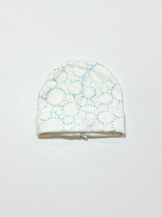 Blue circles beanie - Size 0-6 months