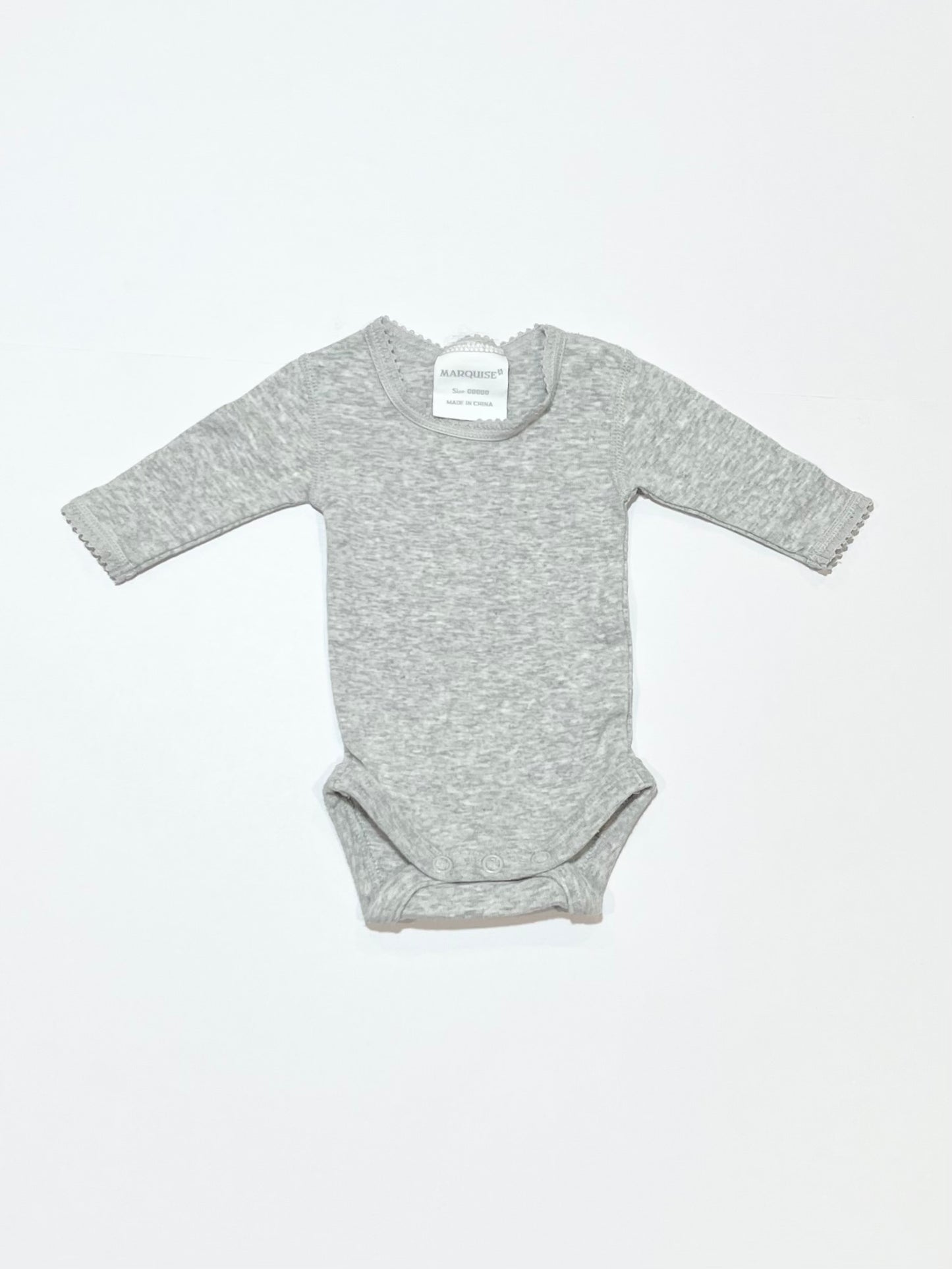 Grey lace trim bodysuit - Size 00000