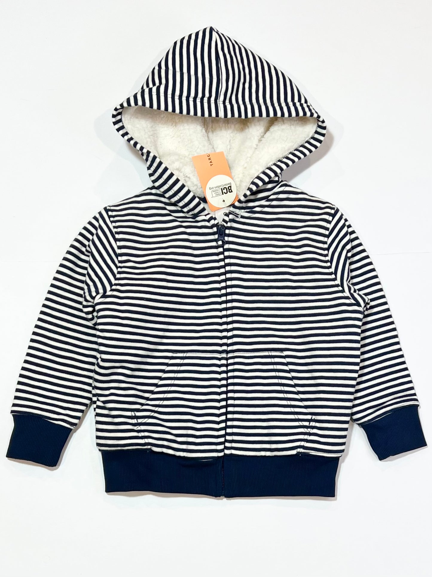 Striped sherpa hoodie brand new - Size 3