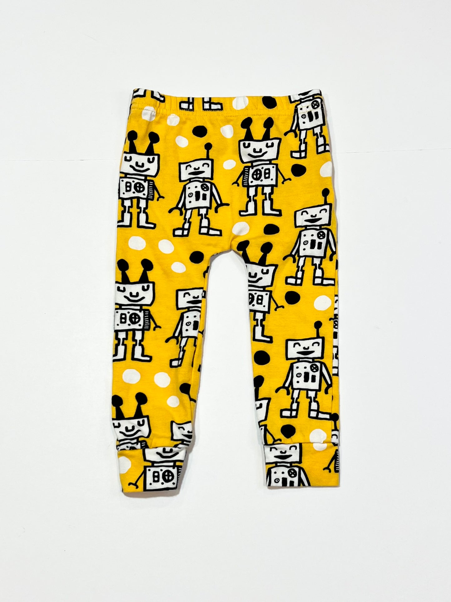Yellow robot leggings - Size 6-9 months