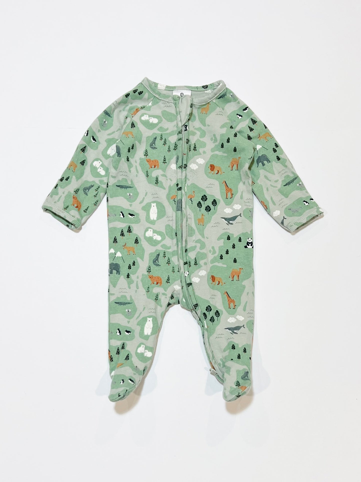 Green zip onesie - Size 0000