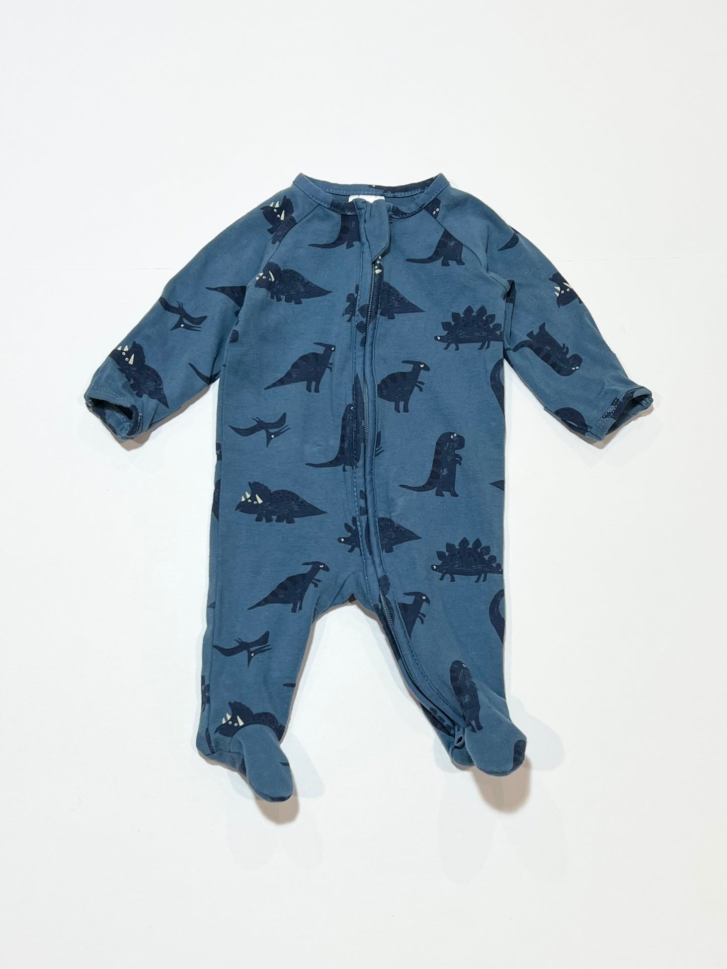 Blue dino zip onesie - Size 0000