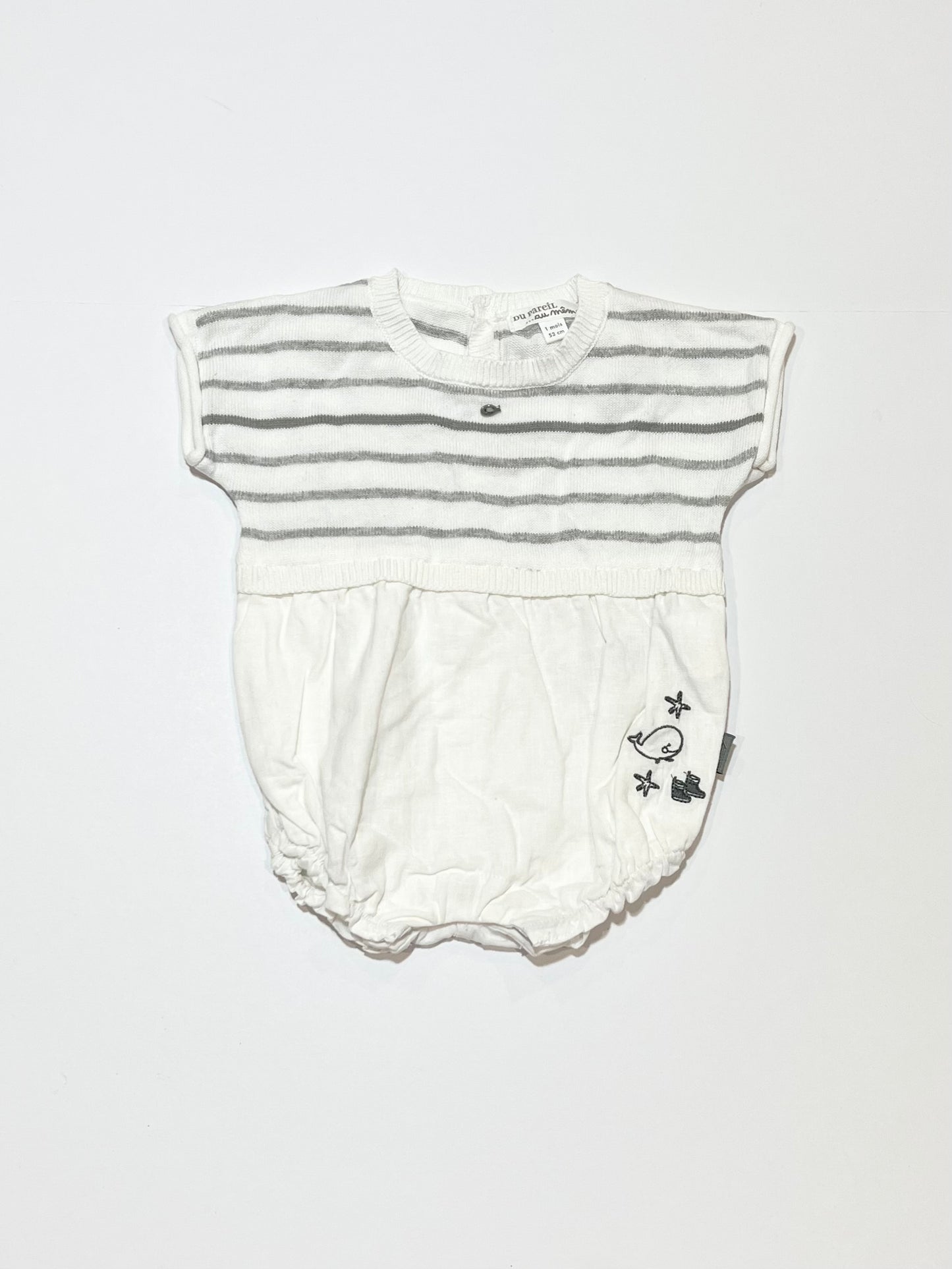 Striped whale romper - Size 0000
