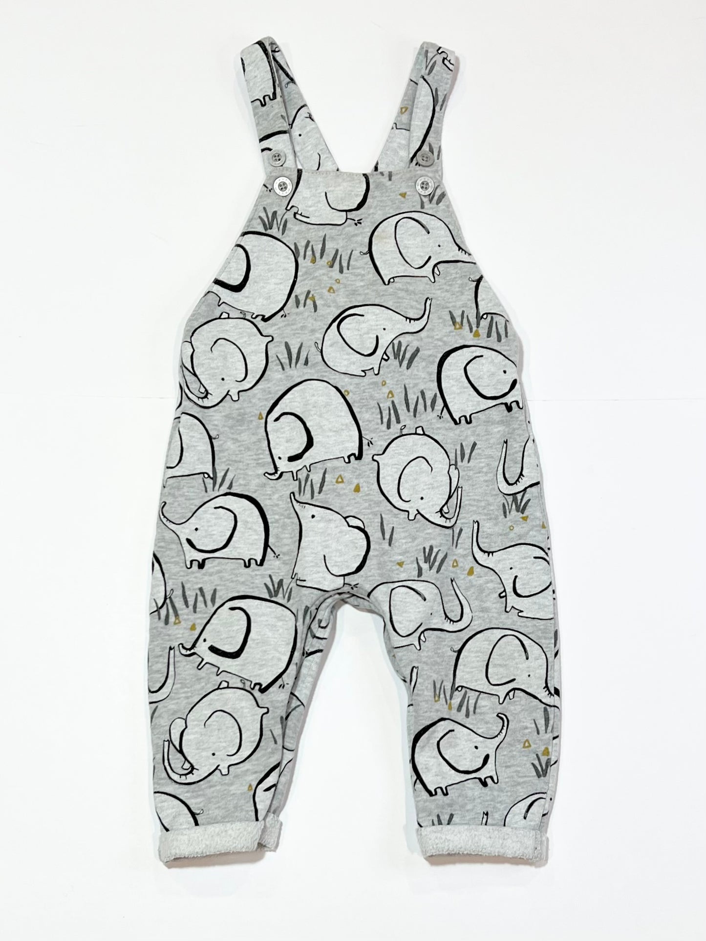 Elephant fleece overalls - Size 9-12 months