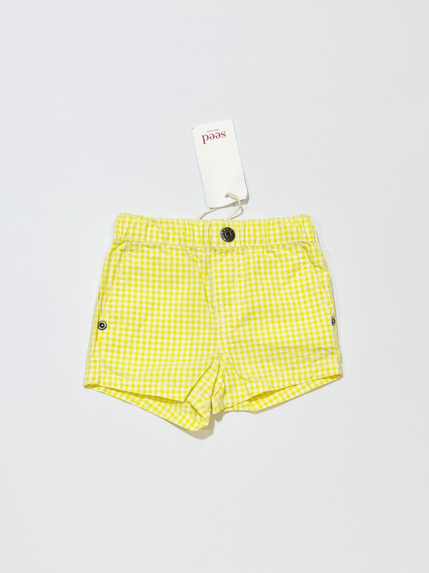 Yellow gingham shorts brand new - Size 00