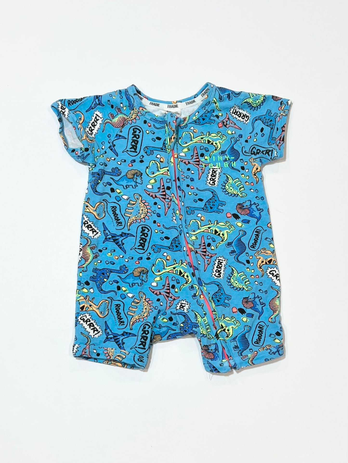 Dinosaur zip romper - Size 00
