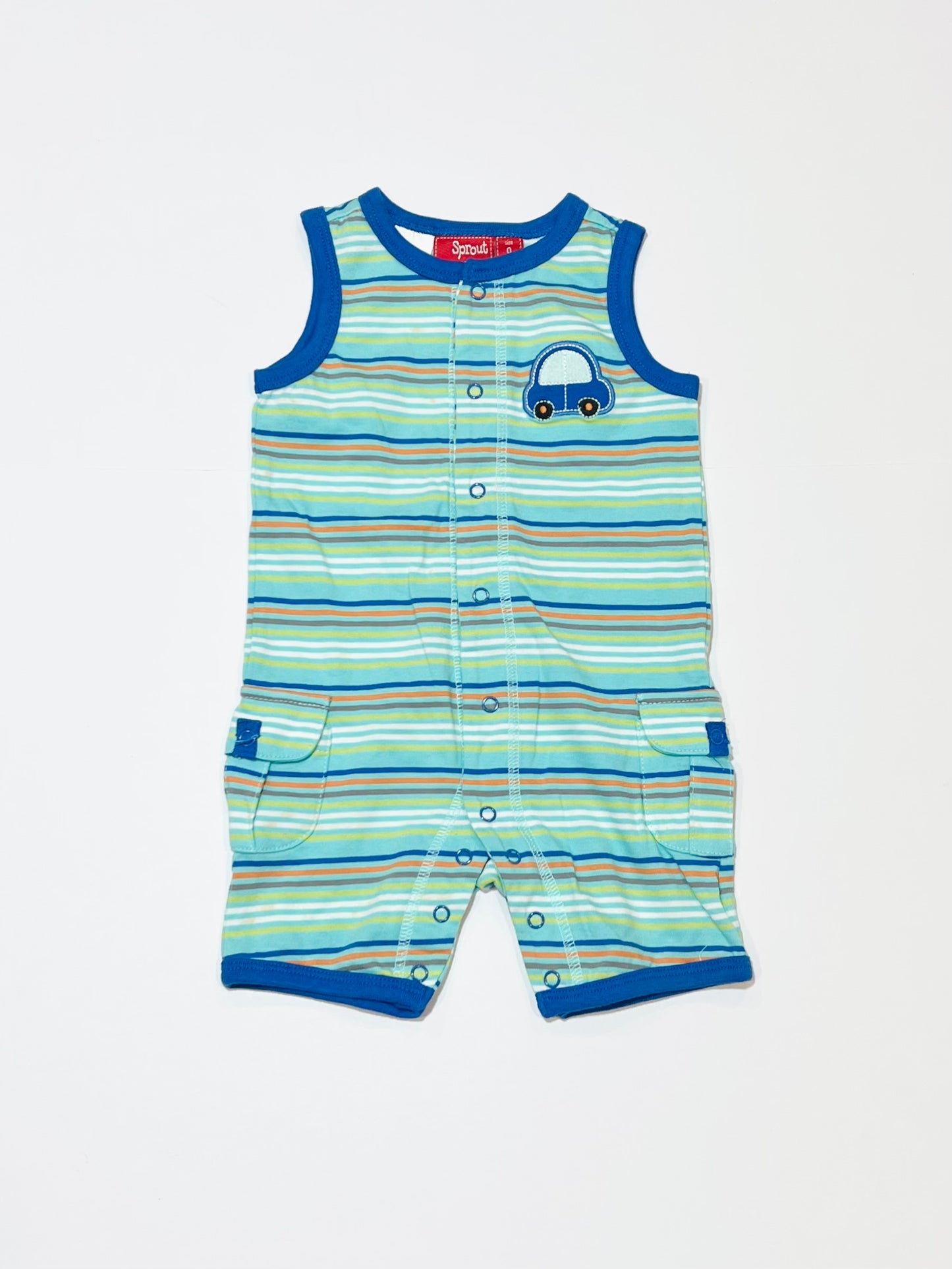 Striped car romper - Size 0
