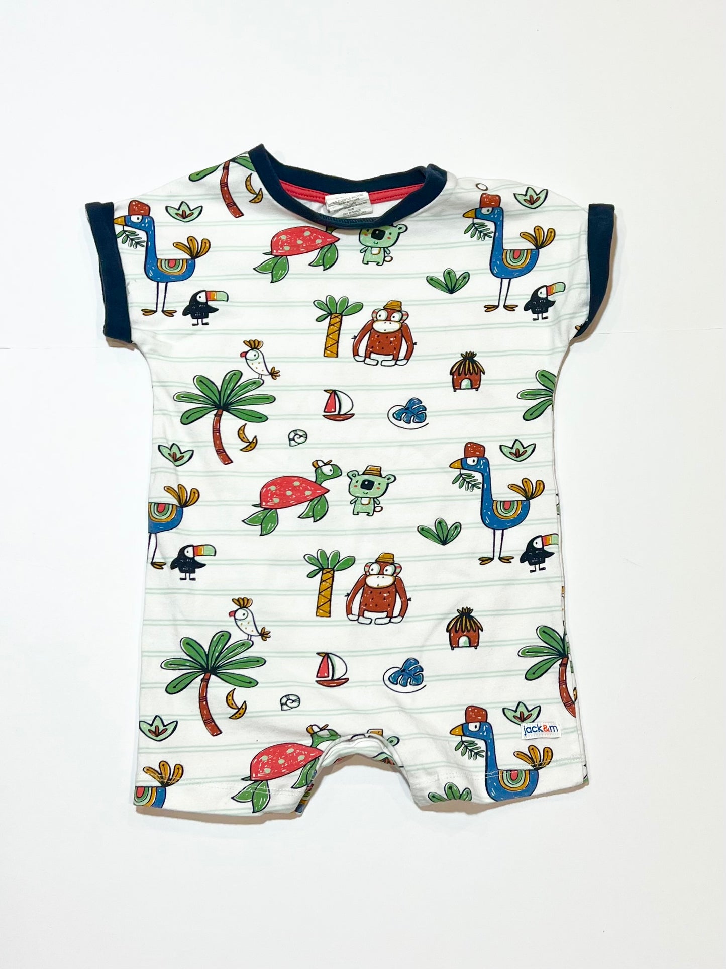 Striped animals romper - Size 1