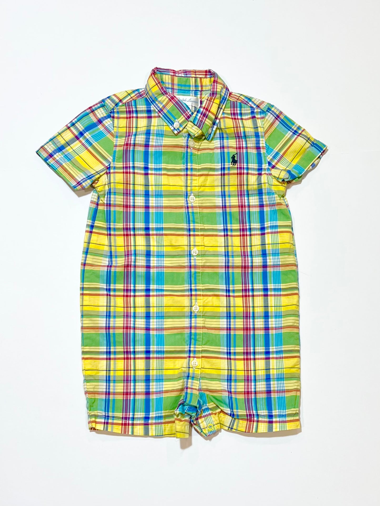 Checkered shirt romper - Size 1