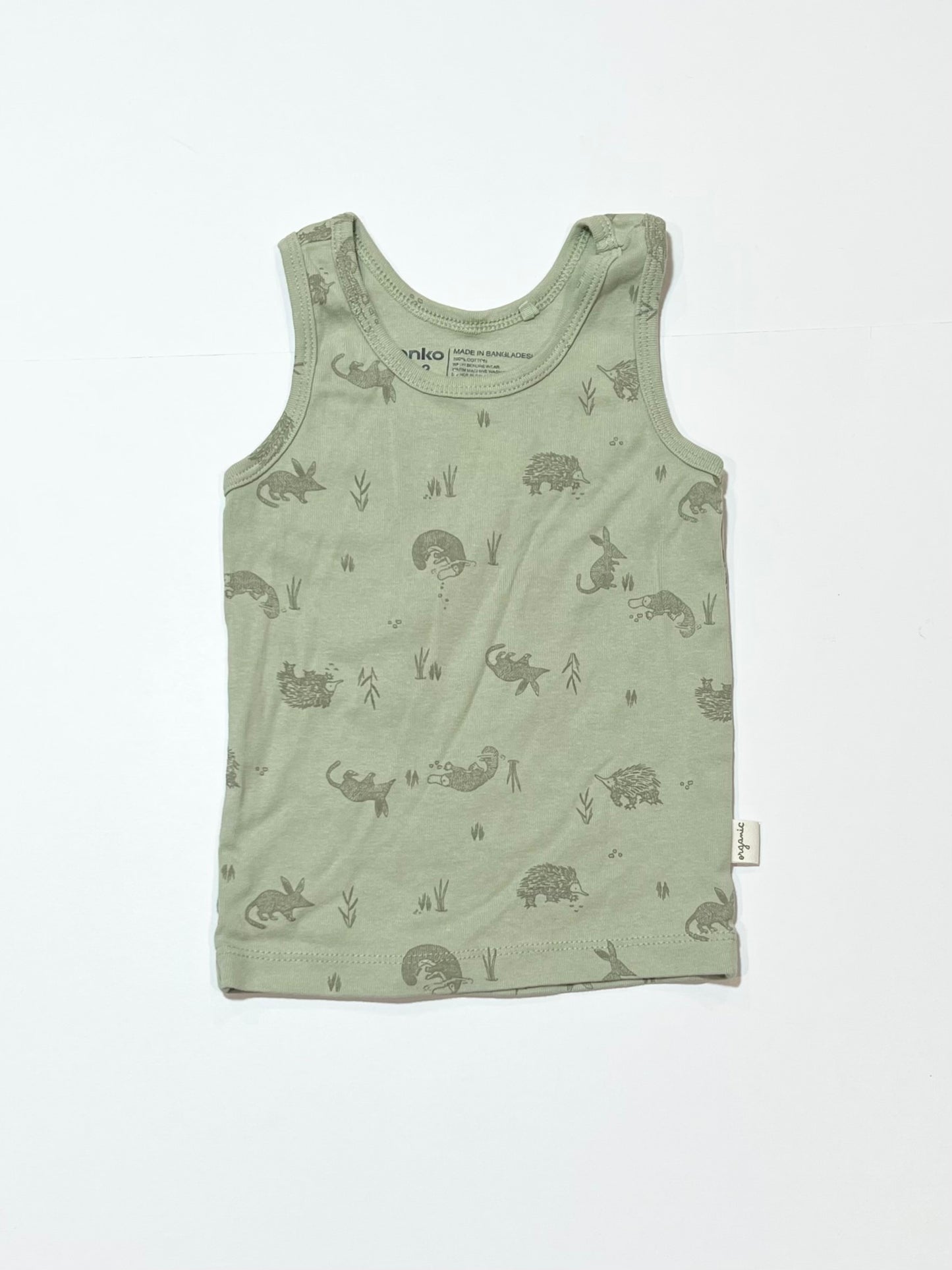 Green animals tank - Size 2-3