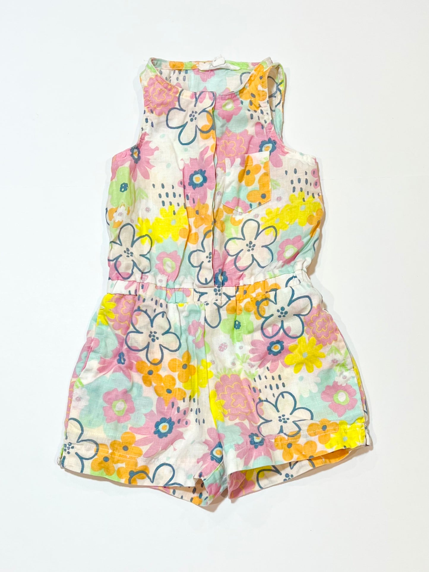 Floral linen playsuit - Size 3