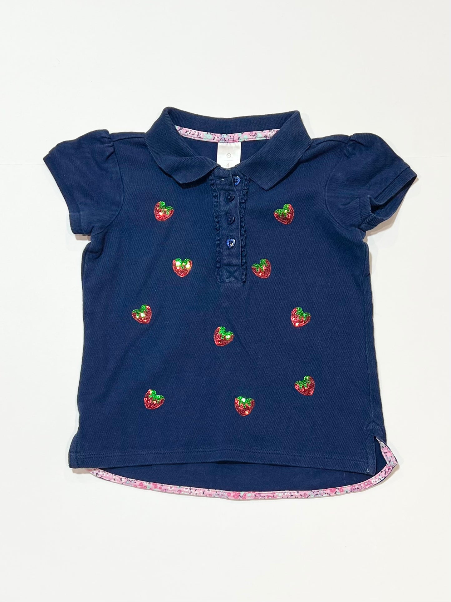 Sequined strawberry polo top - Size 4
