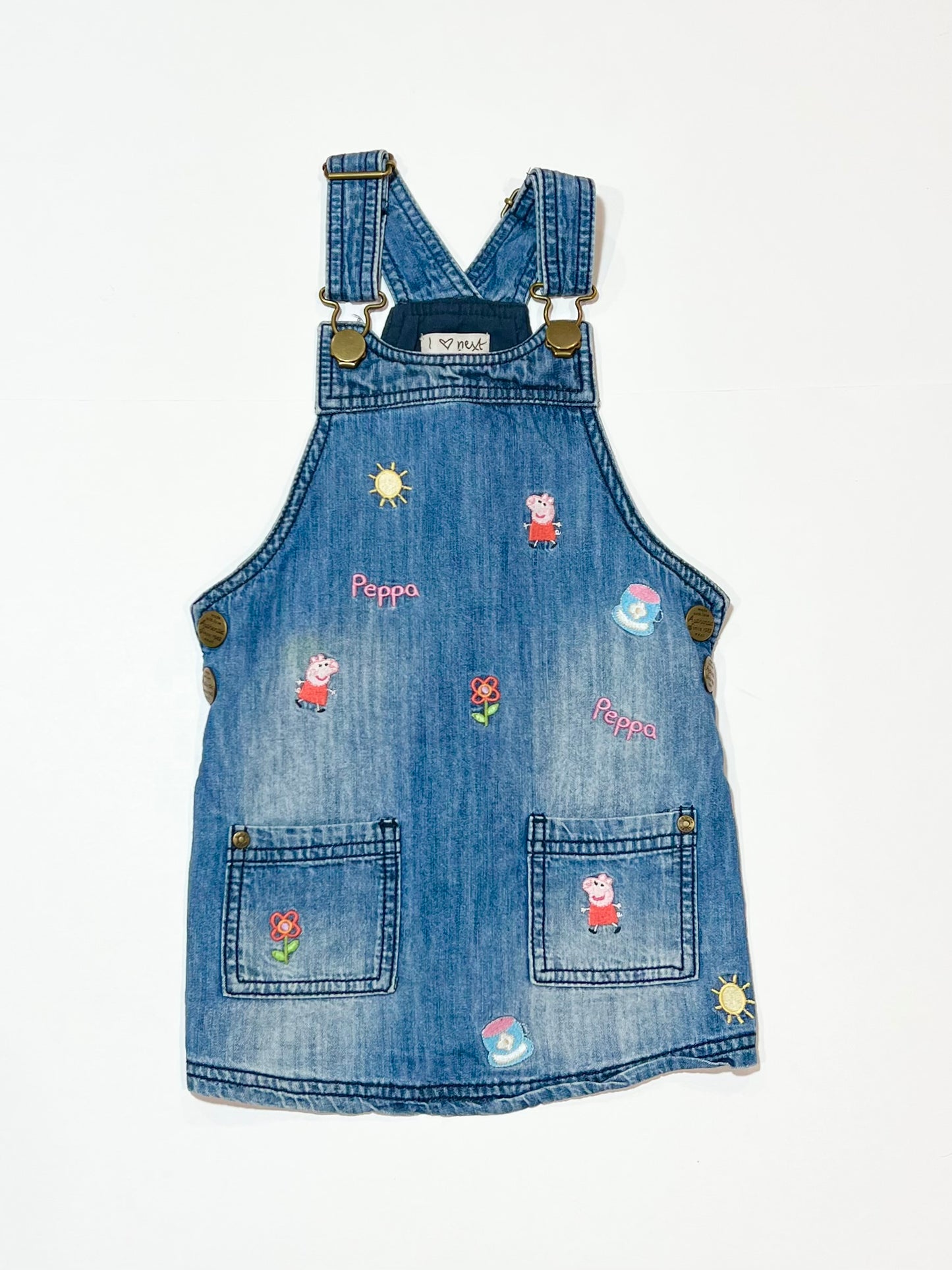 Denim Peppa pinafore - Size 2-3