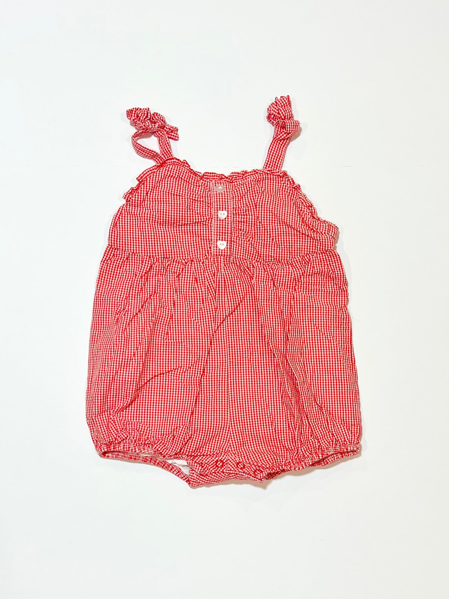 Red checkered romper - Size 1