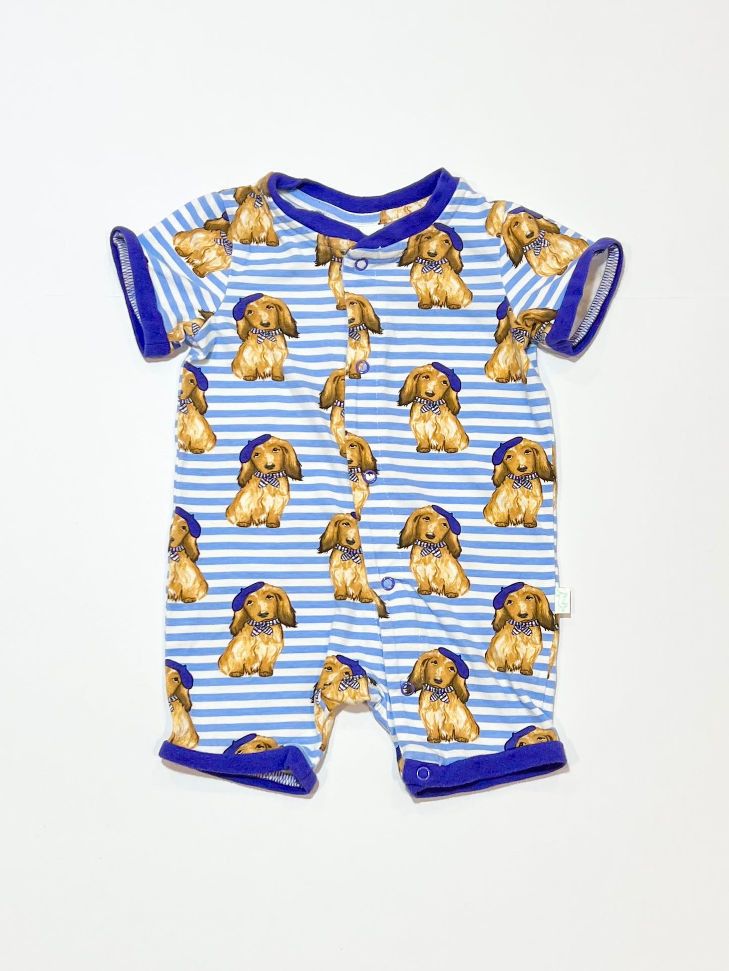 Striped puppy romper - Size 0