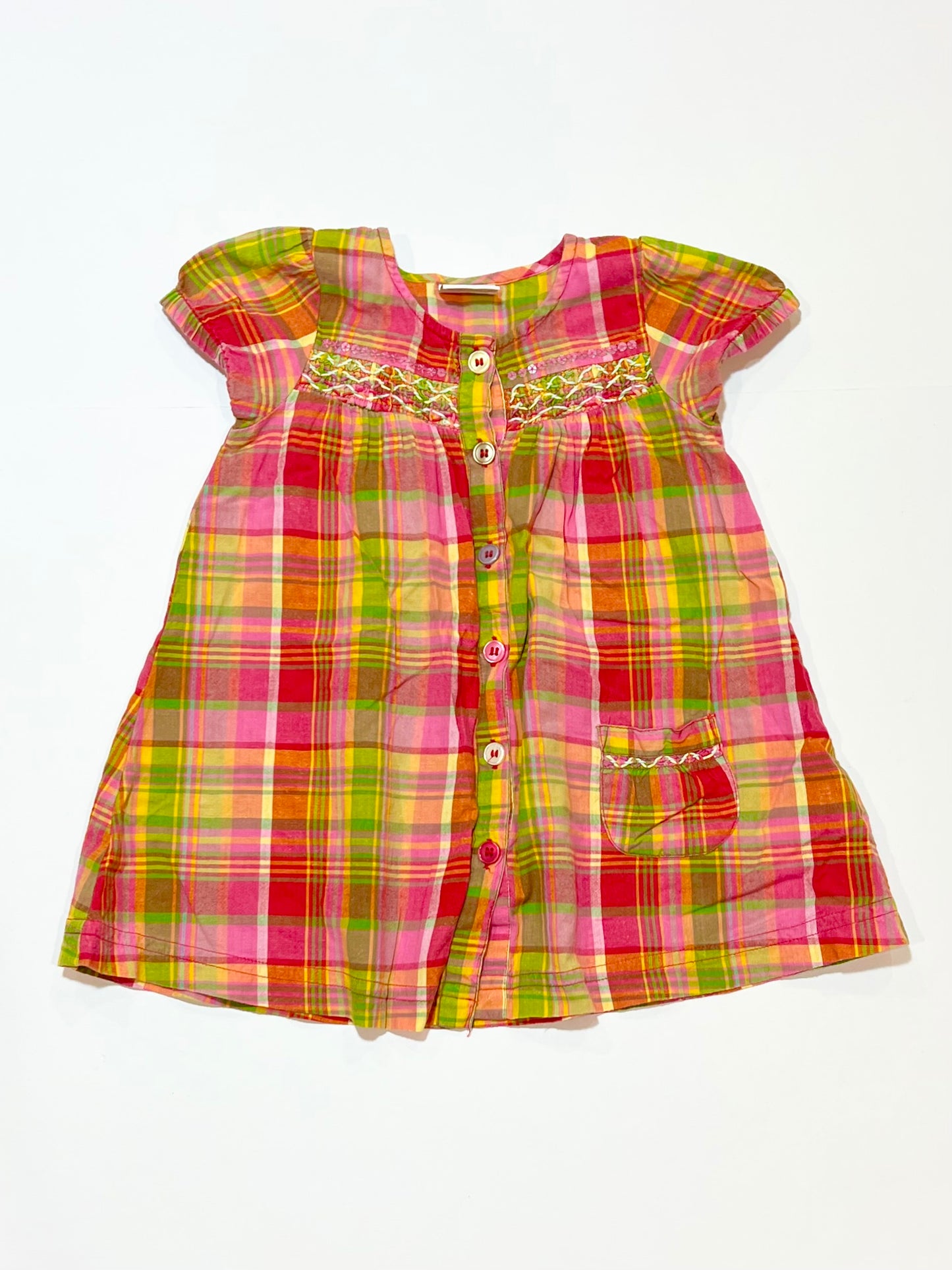 Checkered smocked dress - Size 9-12 months
