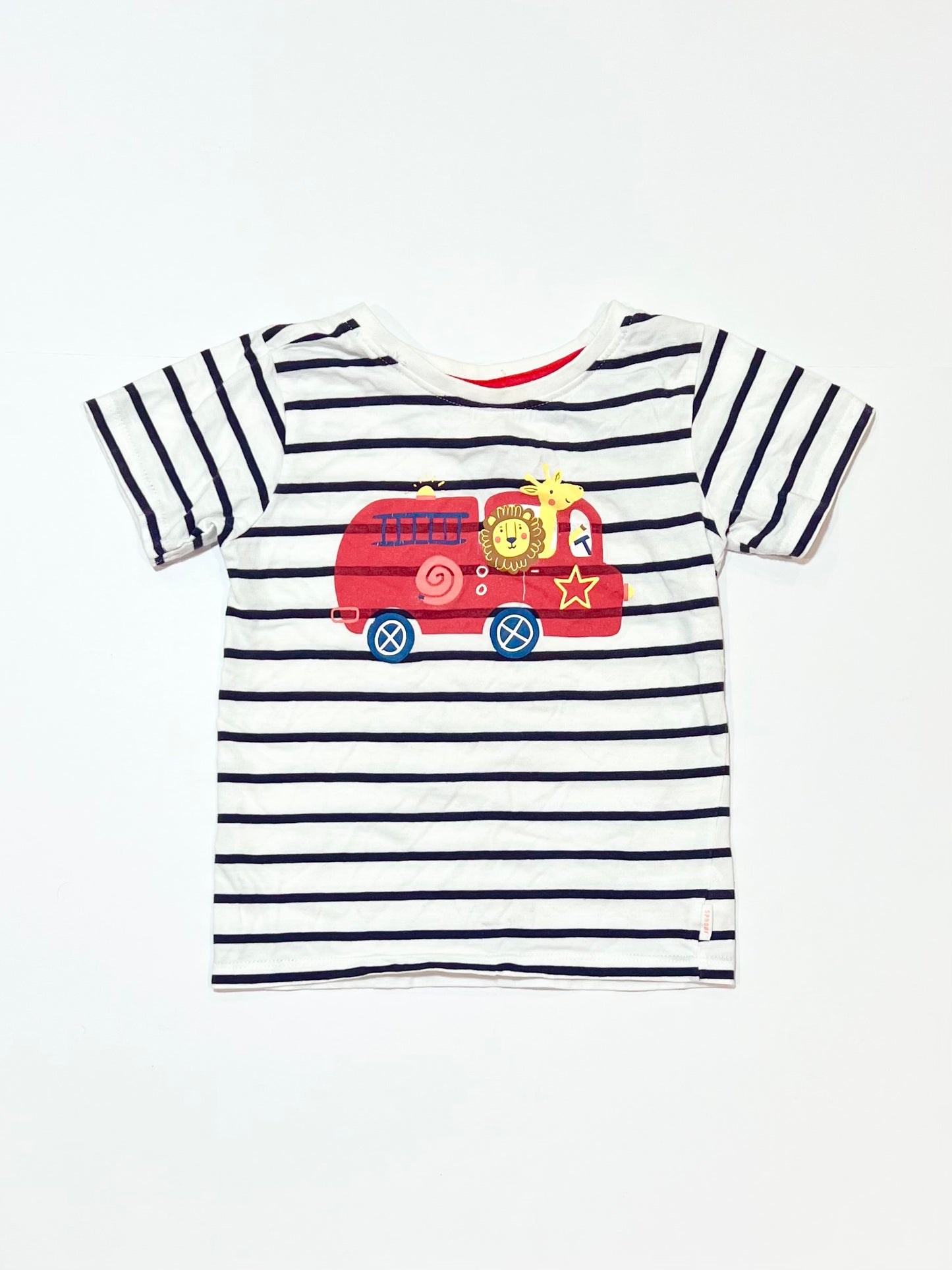 Striped fire truck tee - Size 2
