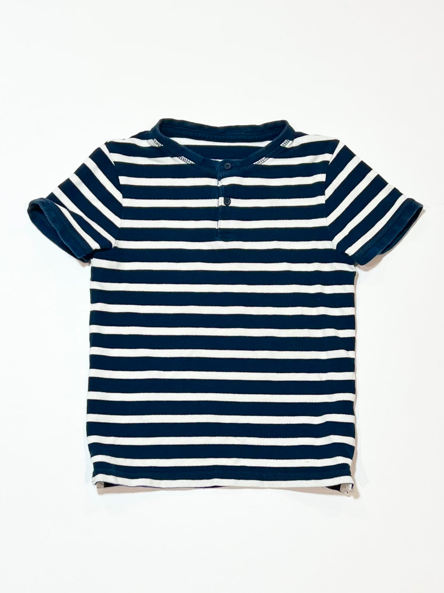 Striped woven henley tee - Size 4-5