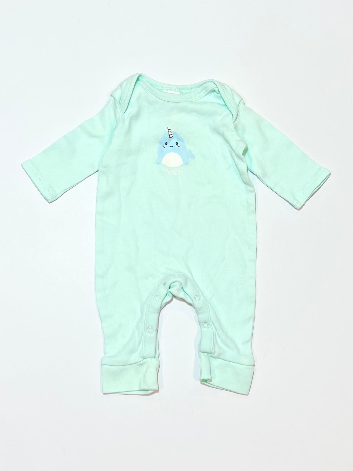 Green narwhal onesie - Size 00000