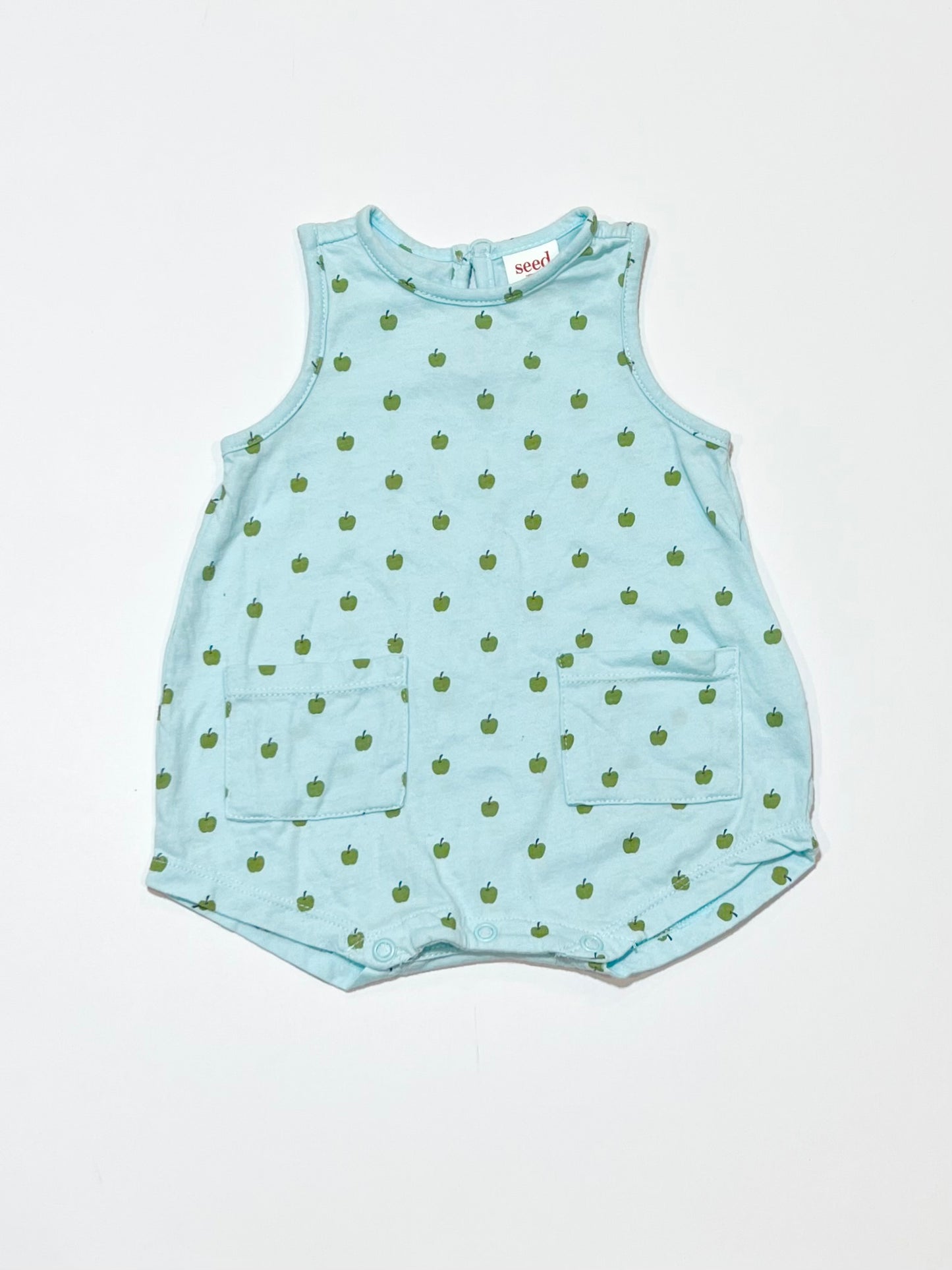 Blue apples romper - Size 0000