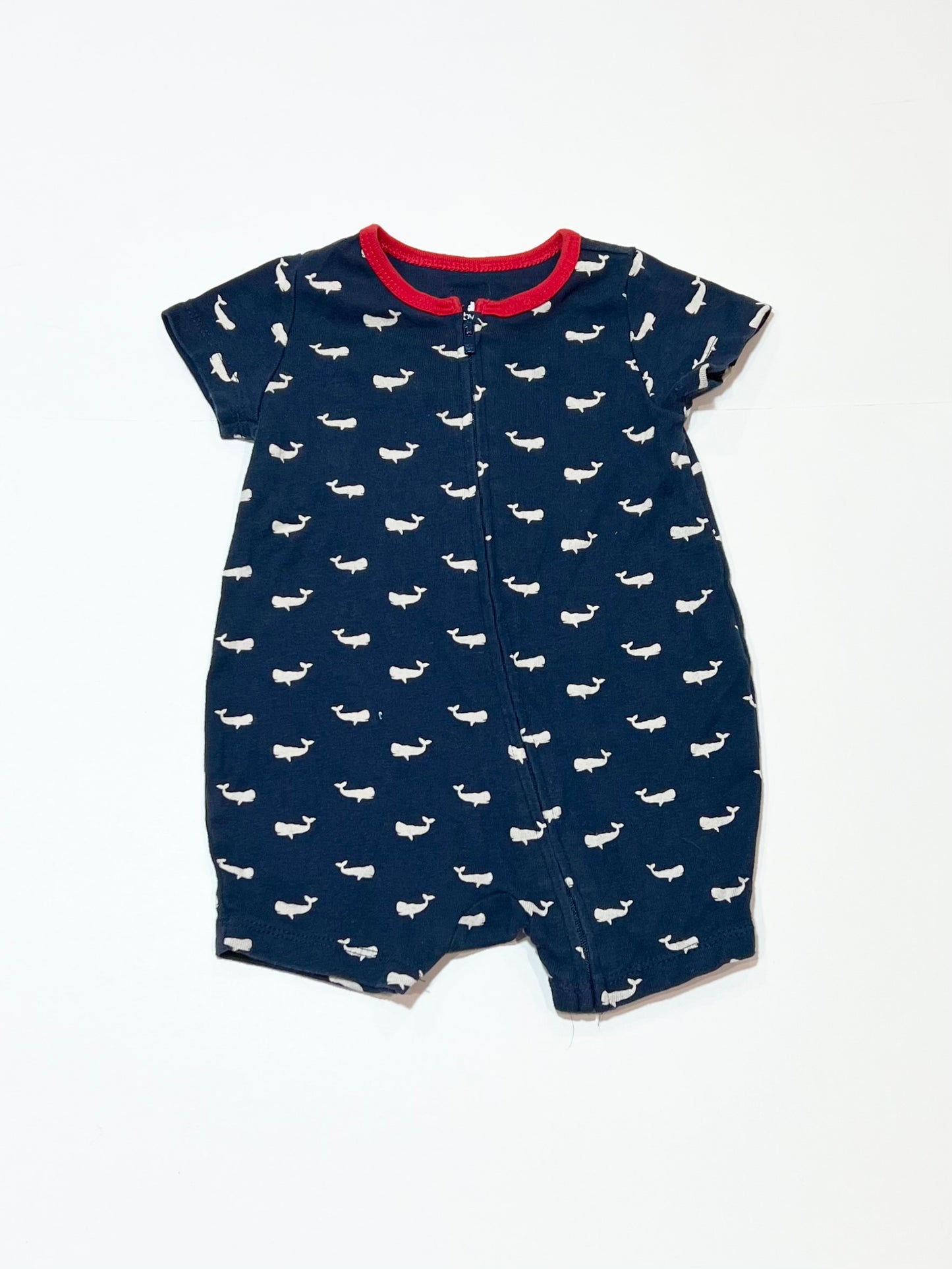 Whale zip romper - Size 00