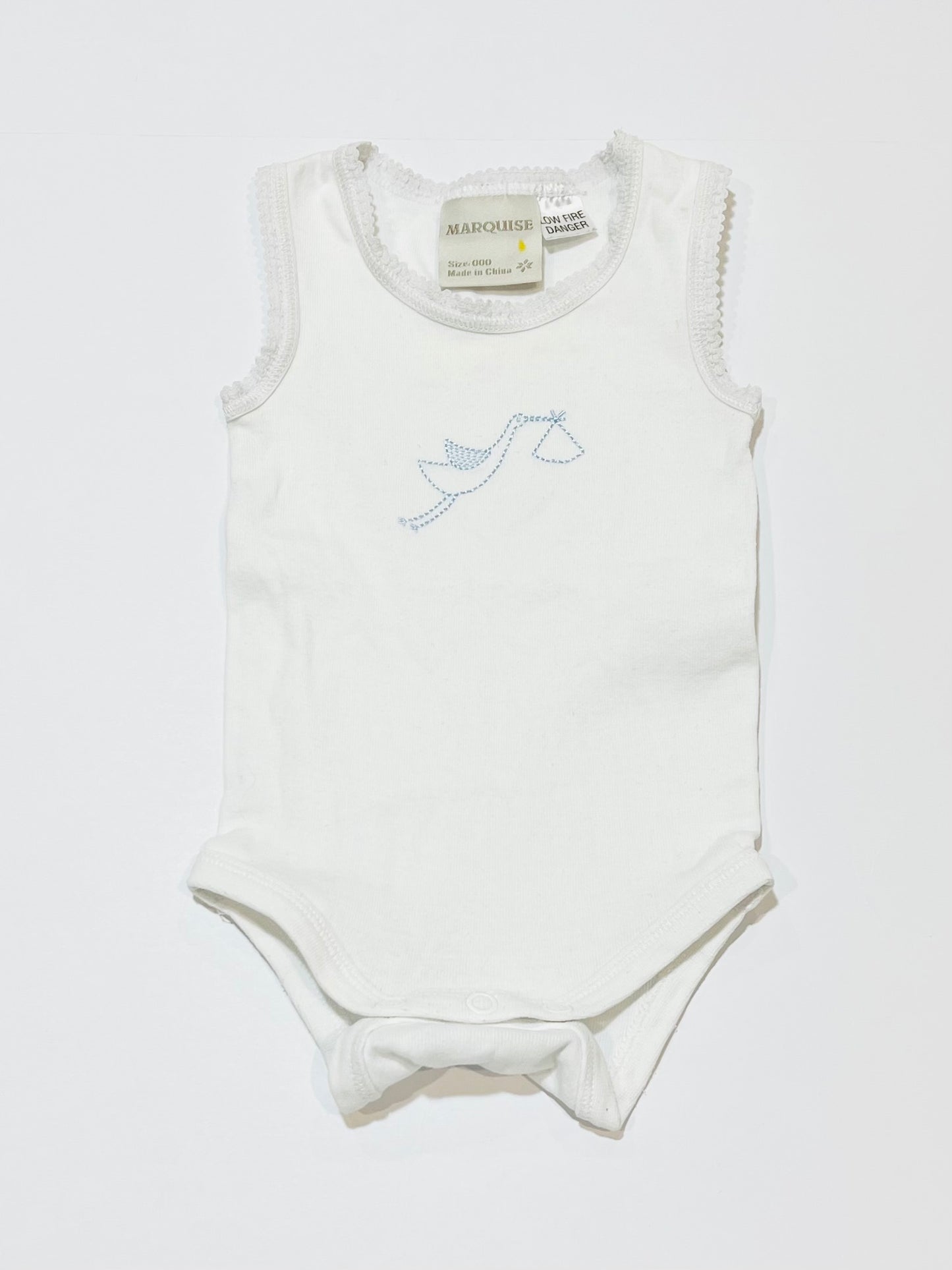 Lace trim stork bodysuit - Size 000
